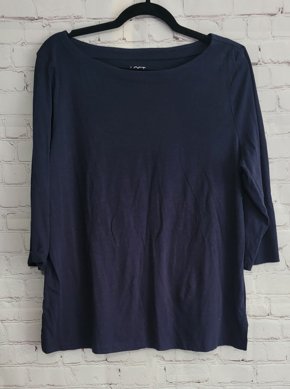LOFT Navy Long Sleeve Scoop Neck Women's Top XL